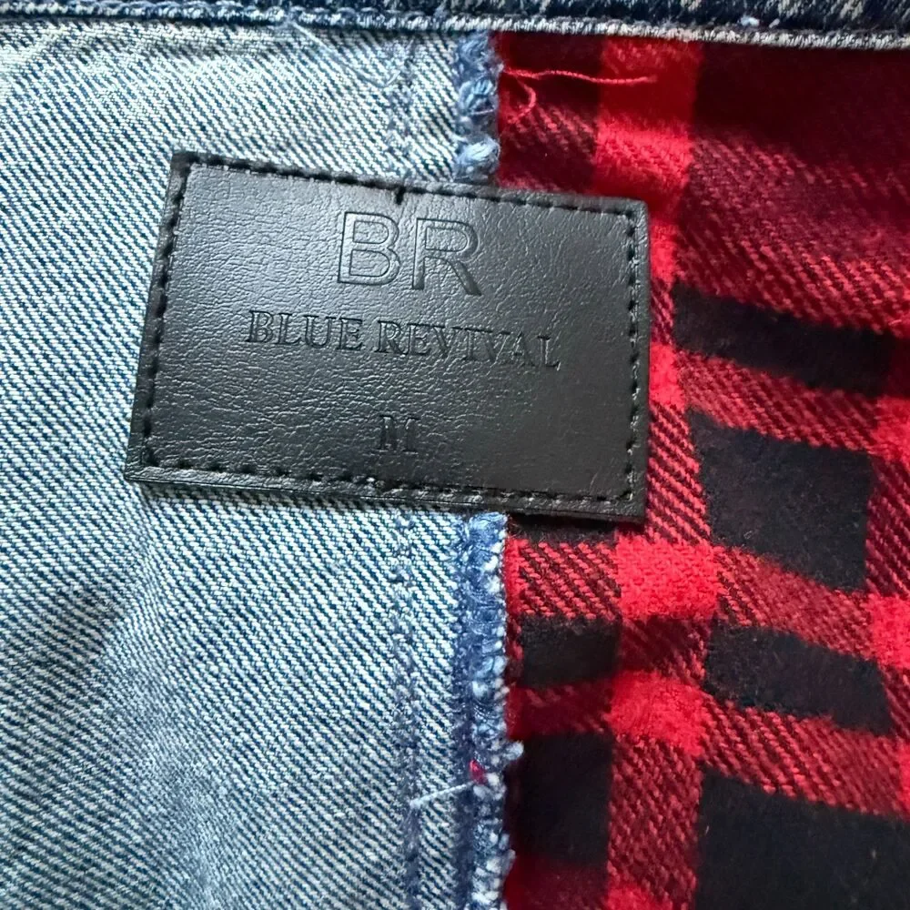 Blue Revival Your Ex-Boyfriends Silver Hardware Plaid Shirt Jacket Sz M